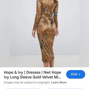 👉Gold Velvet Midi Dress